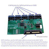SATA Expansion Card 1 to 5 Port SATA3.0 Controller Card Motherboard SATA Port Multiplier Riser Card