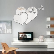 [Week Deal] Heart Shape Mirror Wall Sticker 3D Art Wall Decal Removable Mirror Wall Sticker For Home