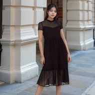 LKK Premium Rayon Dress Hitam Korea/Dress Pesta Mewah Elegan Terbaru