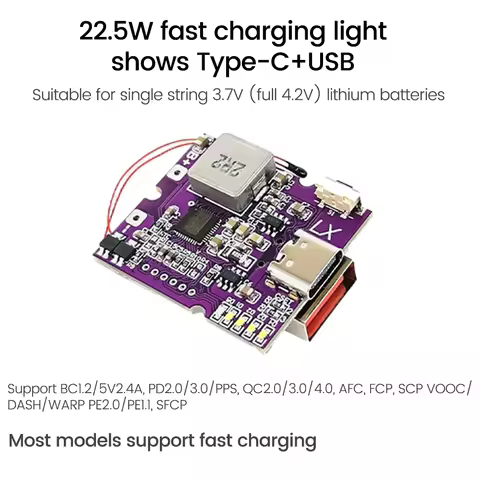 22.5W Full Protocol Bidirectional Fast Charging Module Power Bank Fast Charger Board PD3.0/4.0 QC4+/