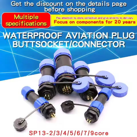 1PCS SP13 IP68 Waterproof Aviation Plug Butt Socket/Connector SP13 2/3/4/5/6/4/8/9pin Connector