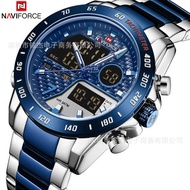 NAVIFORCE NAVIFORCE 9171 Men's Steel Band Dual Display Multifunctional Waterproof Sports Watch Men's