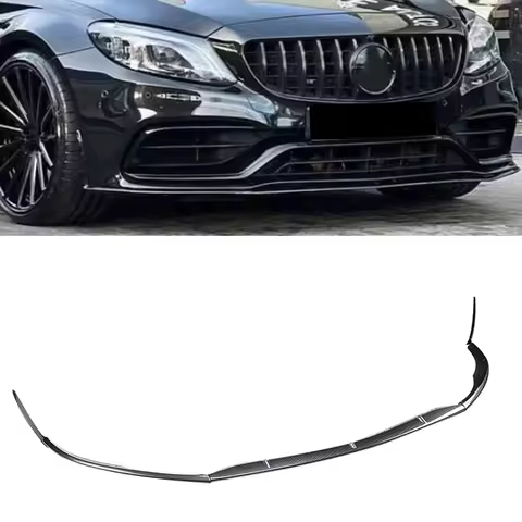 Front Bumper Spoiler Lip For 2015-2022 Mercenes Benz C205 C63 C63s AMG Coupe Carbon Fiber Look/Gloss