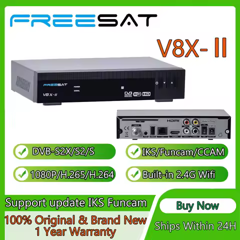 FREESAT V8X-Ⅱ V8X2 Satellite HD Receiver DVB-S/S2/S2X 1080P H.265 Built-in 2.4G Wifi Ethernet BISS P