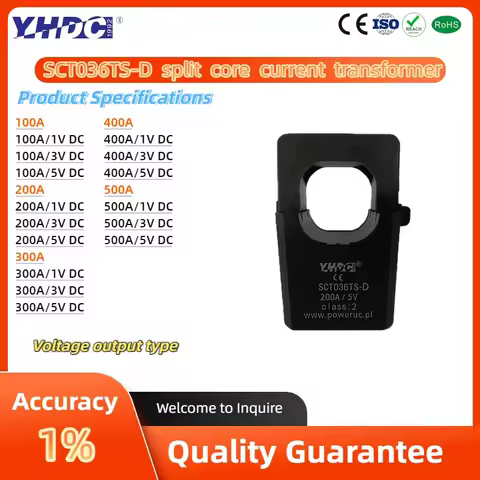 YHDC SCT036TS-D Input 100A/200A/300A/400A/500A Output 1V/3V/5V DC Accuracy 1% Split Core Current Tra