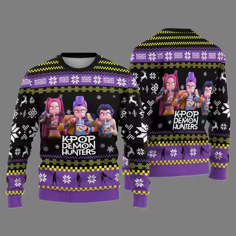 Kpop Demon Hunters Ugly Christmas Sweater Casual Top Cosplay Sweatshirts Kid Saja Sanja Boy Derpy Ti