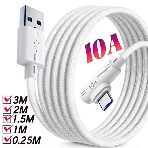 Super Fast Charging USB to Type C 90 Degree Elbow Data Cable 240W 10A 1M 1.5M 2M 3M for Samsung Huaw