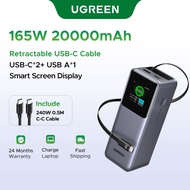 【3C Certification】UGREEN 165W 2C1A with 65cm Retractable USB-C Cable Power Bank Portable 20000mAh PD
