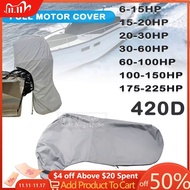 420D Boat Full Outboard Engine Cover Heavy Duty Grey Engine Motor Covers Protector For 6-225HP Waterproof