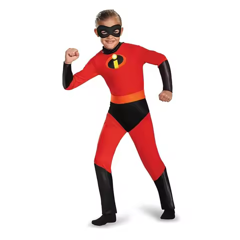 Girls Boys Vi o let Cosplay Costume Halloween Super Hero Costume Jumpsuit Incredibles Costume Kids J