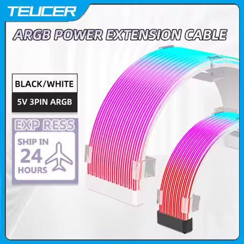 TEUCER X8P/X12P ARGB LED Light Strip for 24PIN/8PIN Motherboard Power Extension Cable Aura Sync Flex
