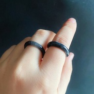 天然緬甸玉 翡翠 冰烏雞 有錢 細款 戒指 玉 戒環 ring 禮物 男女