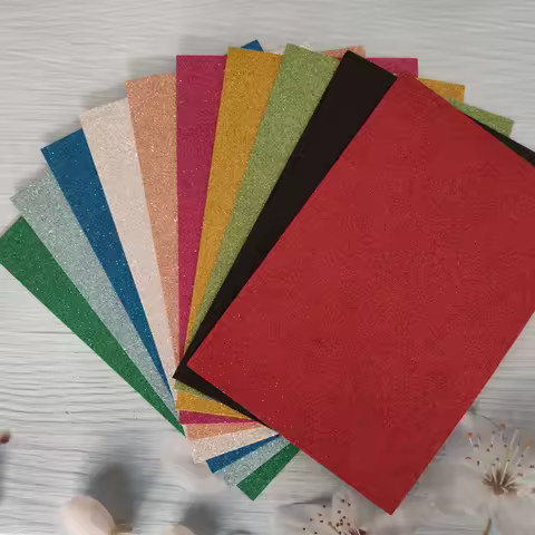 10pcs 2MM Thick A4 with Gold Powder Sheet Material Glitter Bright Sponge Paper Foam Paper Kindergart