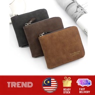 TREND🎁New Design Leather Zipper Bifold Men Wallet Dompet Lelaki Wallet Fashion Casual Card ID Short Wallet Window Case