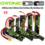 OVONIC 100C HV 1S LiPo 300/450/550/650mAh BT2.0/PH2.0 Lipo-battery High-Pressure Battery for RC FPV 