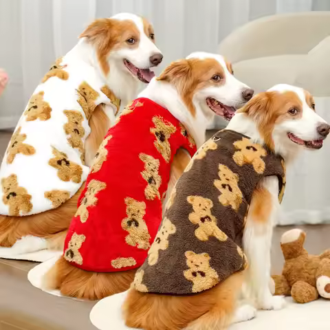 3XL-9XL Dog Sweater for Large Dogs Cute Bear Dog Hoodie Soft Double-Sided Plush Fleece Big Dog Cloth