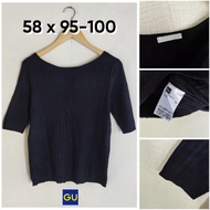 GU Knit Lidi Top by Uniqlo Black Size M Women's Short Sleeve GF006