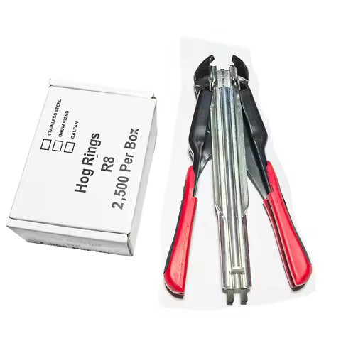 Hog Ring Pliers R8 with 2500pcs Galvanized Steel Hog Rings for Auto Feed Fence Fastener Staple Plier