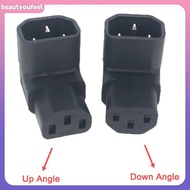 [Beautyoufeel] 3pin Male To Female Extend 90 Degree Down Up Angle AC Converter IEC 320 C14 To C13 Le