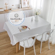 ผ้าปูโต๊ะ ผ้าคลุมโต๊ะ ผ้าปูโต๊ะสไตล์ มินิมอล 🌼 🌷พลาสติก PEVA ลายตาราง กันน้ำ.    EZ99