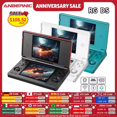 ANBERNIC RG DS Handheld Game Console RK3568 64-bit 4" IPS Multi-touch Screen Android 4000mAh Dual-sc