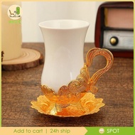 [Ihoce] Ceramic Coffee Mug with Saucer Set Abstract Espresso Mugs European Ceramic Coffee Mug for Kitchen