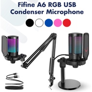 Fifine A6 RGB USB Condenser Microphone with Mute Button &amp; Gain Control - Gaming, Streaming, Podcasting