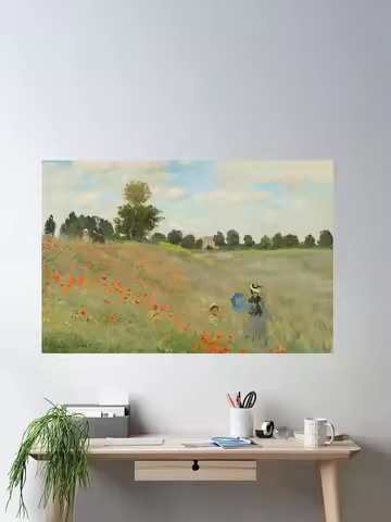 Claude Monet Red Poppies In Field Poppy Flower Impressionist French Nature Landscape , Art Picture P