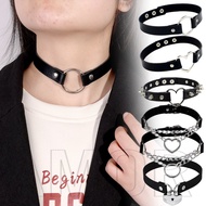 SFSE - Jewelry Accessories - For Women Men - Black Heart Collar Lock Chain - Rivet Rock Necklaces - 