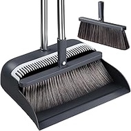 CTIME Broom and Dustpan Set, 51.6 in Adjustable Long Handle with 2 Interchangeable Broom Heads, Stan