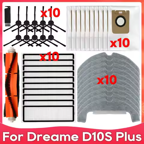 Fit For ( Dreame D10S Plus / RLS6AD ) Roller Side Brush Filter Mop Cloths Rag Dust Bag Robot Vacuum 