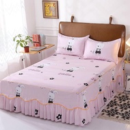 New Korean Home Bedroom Simplicity Wedding Bedding Set 1 Bed Skirt+2 Pillowcas Non-SlipBedspread Cover KingQueen Size J8338