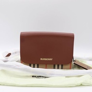 Burberry 巴寶莉 經典條紋皮革WOC 斜背包 手拿包