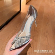 PVC Transparent Rhinestone High Heels - Spring/Summer Wedding Shoes for Women