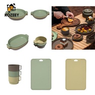 [KOZEEY] Camping Cutlery Camping Cutlery Set Dinnerware Plates Portable Stackable Tableware Set for 