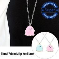 Halloween Gift Cartoon Ghost Heart Pendant Chain Best Friends Necklace For Bf Friendship Gift G5v6