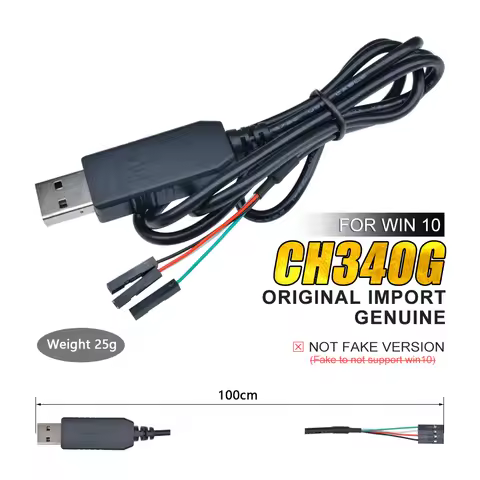 Original 1M CH340G CH340 USB to TTL Serial Download Cable Convert Wire Adapter Compatible Win 7/8/10