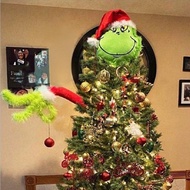 Boneka Grinch, patung raksasa hijau, boneka Grinch Krismas.