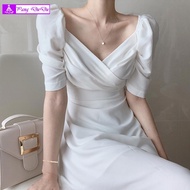 ❤Pang DuDu❤ White Long Dress Filipiniana Pang Abay Evening Gown Chiffon Short-sleeved Fairy Dress Su