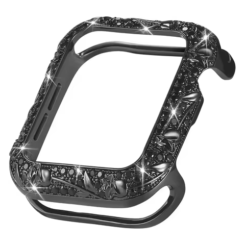 Bling Case for Apple Watch 41mm SE 7 6 5 4 3 40mm 45mm 44mm Stainless Metal Floral Carved Shiny Jewe