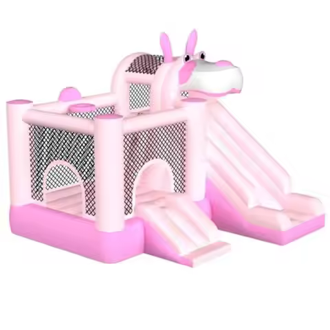Pink Inflatable Bouncy House for 9.5ft x 9.5ft Jumping Castle with Double Slide Outdoor Indoor Party