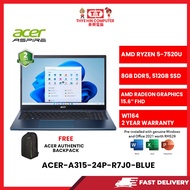 ACER-A315-24P-R7J0-BLUE-AMDRYZEN5-7520U,8GBR4,512GBSSD,AMDRADEON,15.6"FHD,W1164,2YRS,H&S