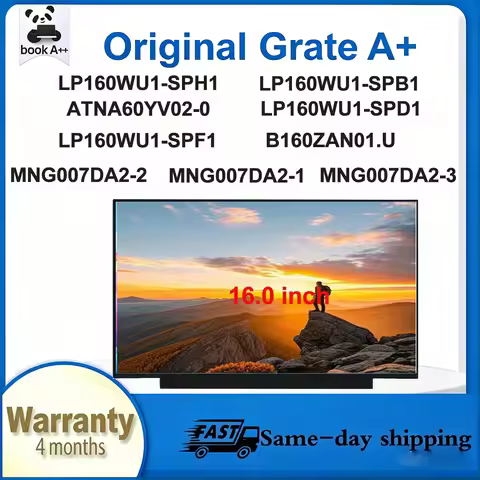 Original New A+16.0" Lcd Screen ATNA60YV02-0 LP160WU1 SPH1 SPB1 SPD1 SPF1 B160ZAN01.U MNG007DA2-2 MN