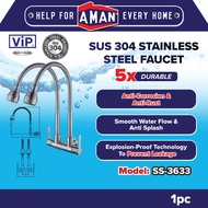 VIP SUS-304 Stainless Steel Flexible Double Wall Sink Tap Kitchen Sink Tap Wall Water Tap Pipe Fauce
