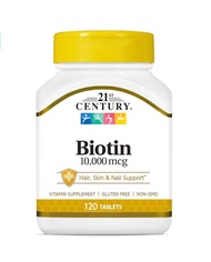 EXP 10/26 21st Century Biotin (ไบโอติน) ขนาด 10,000 mcg 120 เม็ด