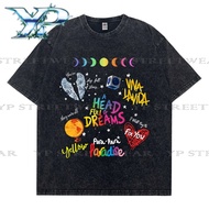 ✅Ready Stock COD Available COLDPLAY Merchandise Heavyweight Loose Washed Vintage Short Sleeve T-shir