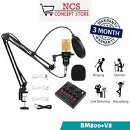 Professional V8 + BM800 PC Voice Chat Singing Live Sound Card 1 Set Broadcast USB Headset