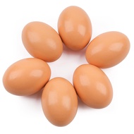 YunKo 6Pcs Easter Eggs Wooden Brown Fake Nest Eggs for Craft Decorate Get hens to Lay Eggs Chicken C