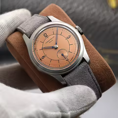 Pierre Paulin Salmon Dial Watch 50m Skin Diver Watch Vintage Small Seconds Mechanical Hand Watch 38m