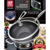 Zwilling _ Non-stick Wok Pan Double-sided Honeycomb 316 Stainless Steel
